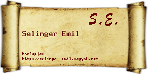 Selinger Emil névjegykártya
